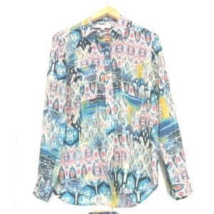 🌓Silky patterned button down shirt